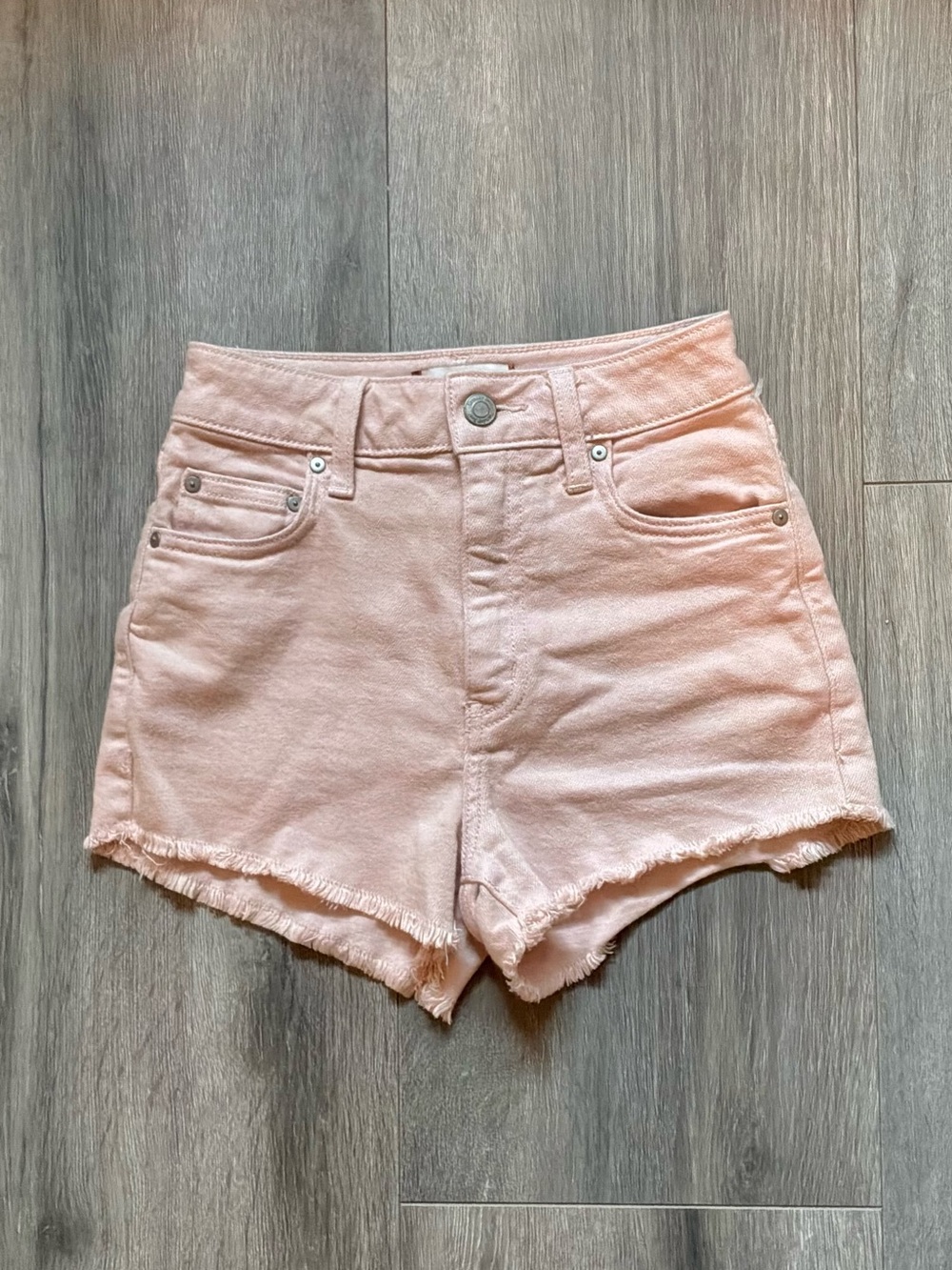 Aritzia Sunday Best Pink High Rise Denim Shorts Size 24